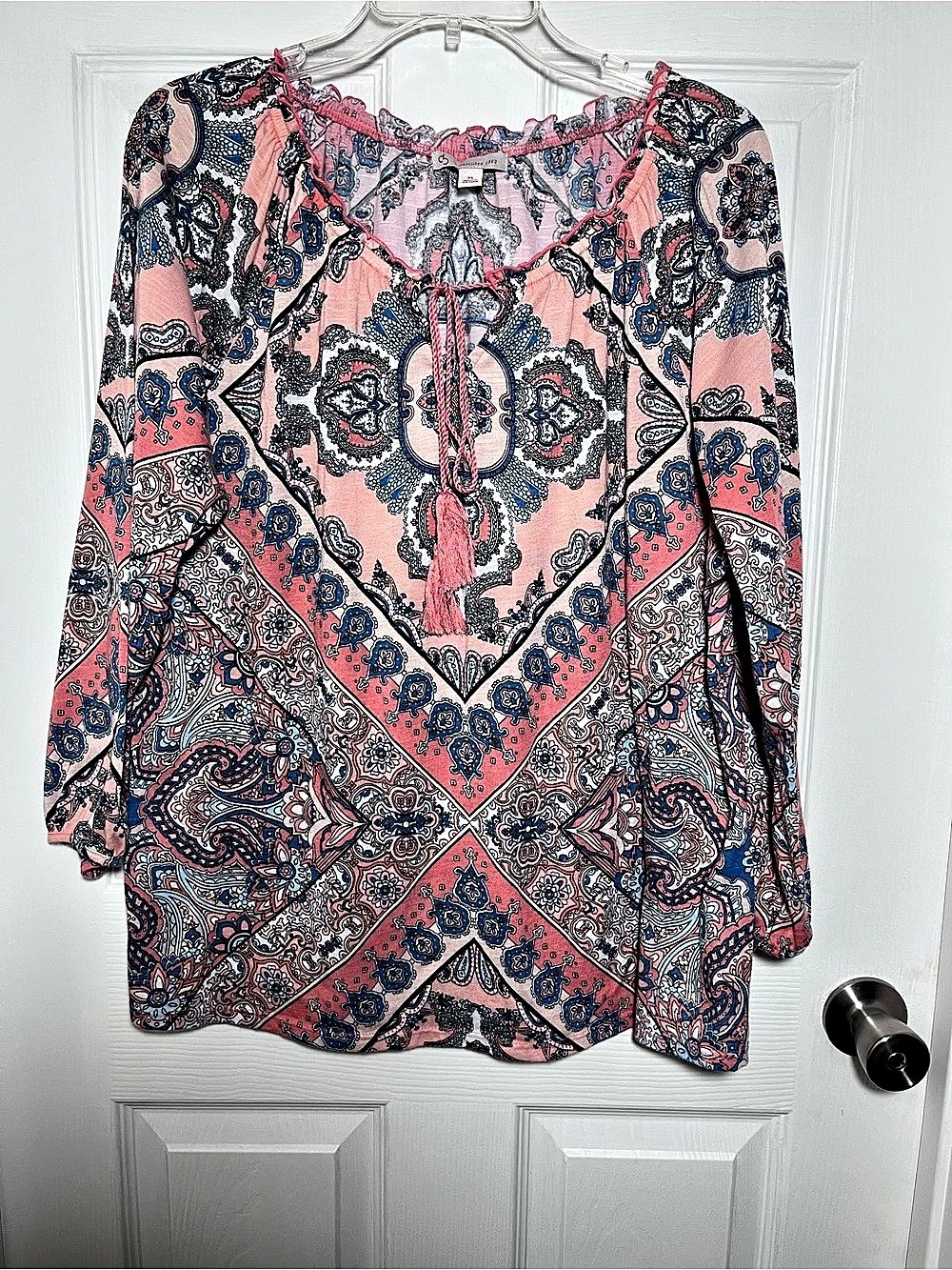 Dressbarn Paisley Tunic in Coral & Blue Size XL